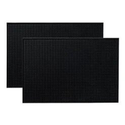 18"x12" PVC Bar Service Mat For Cocktail Bartender (Black 2-Pack)