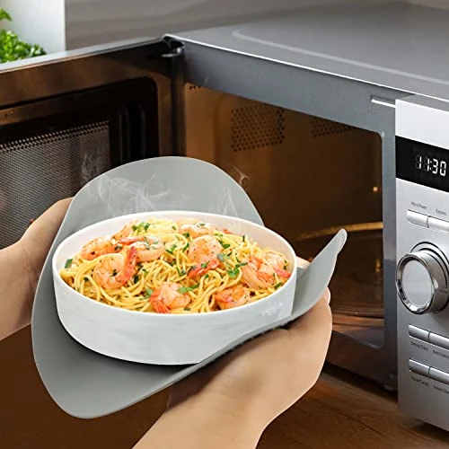 Silicone Microwave Mats, 12 Inch Multi-Use Microwave Mat Heat Resistant Pot Holders Hot Pads For Kitchen, Silicone Cover Pad For Microwave Oven Hot Pot Pans, Silicone Cover Pad, Light Gray 2 Pack 2 Silicone Microwave Mats, 12 Inch Multi-Use Microwave Mat Heat Resistant Pot Holders Hot Pads For Kitchen, Silicone Cover Pad For Microwave Oven Hot Pot Pans, Silicone Cover Pad, Light Gray 2 Pack - Image 2