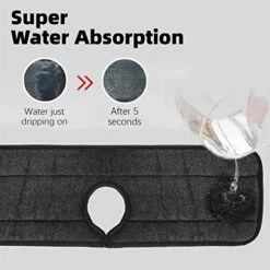 Kitchen Guard Faucet Handle Drip Catcher Mat Faucet Absorbent Mat Sink Splash Guard Behind Faucet Wrap-Around Sink Drying Mat For Countertop Bathroom Farmhouse Rv (1,19.7Lx 5.1W), Black -Peugeot Shop 51tJwiw80bL 1