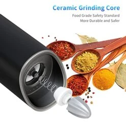 Pepper Grinder Mill Electric Salt And Pepper Grinder,Gravity Automatic Pepper Mill Grinder With Adjustable Coarseness,LED Blue Light,Battery Powered,Safety Switch Button,Stainless Steel(1PCS) -Peugeot Shop 51tKsTcttsL