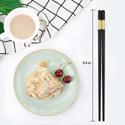 10 Pairs Non-Slip Fiberglass Chopsticks, Reusable Chopsticks Gift Set Dishwasher Safe, Easy To Use And Clean, Square Lightweight For Home Kitchen, Hotel, Restaurant Dining Tools, Black And Gold -Peugeot Shop 51tRHIjescL
