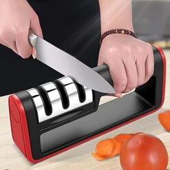 Knife Sharpener Knife Sharpening Stone Stainless Steel 3 Stage Sharpening Tool With Anti-slip Base Kitchen Supplies -Peugeot Shop 51tZPyzbZaL