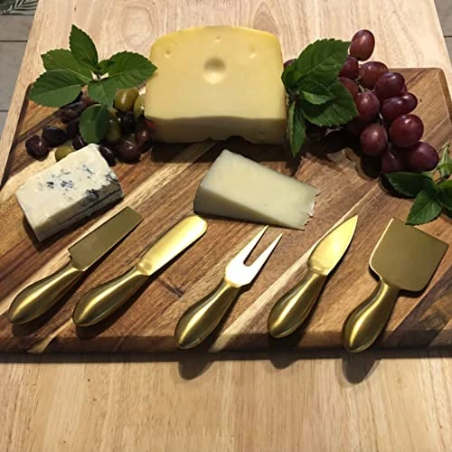 Atte Gold Cheese Knife Set For Platter Accessories - Stainless Steel 6 Piece Charcuterie Board Utensils - Brass Cheese Butter Spreader Knife Fork Cutter Slicer - Housewarming Christmas Gift 6 Atte Gold Cheese Knife Set For Platter Accessories - Stainless Steel 6 Piece Charcuterie Board Utensils - Brass Cheese Butter Spreader Knife Fork Cutter Slicer - Housewarming Christmas Gift - Image 6