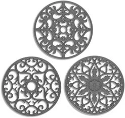 Silicone Trivet ME.FAN 3 Set Silicone Trivet Mat - Multi-Use Intricately Carved Insulated Flexible Durable Non Slip Coasters (Black) -Peugeot Shop 51tfLAnttHL. AC
