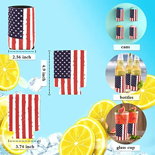 Can Cooler Sleeve 12pcs USA Flag Can Coolers Bulk Neoprene For Can And Bottle 120z 2 Can Cooler Sleeve 12pcs USA Flag Can Coolers Bulk Neoprene For Can And Bottle 120z - Image 2