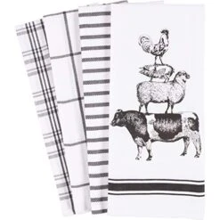 Pantry Stacked Farm Animals Kitchen Dish Towel 18 X 28-inch Set Of 4