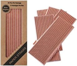 125 PCS Gold Striped Paper Straws Metallic Drinking Decoration 100% Biodegradable - Boxed 5 Individual Packs Of 25 Units -Peugeot Shop 51ts2TjydEL. AC