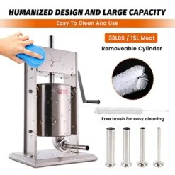 Hakka 25 Lb/12 L Sausage Stuffer 2 Speed Stainless Steel Vertical Sausage Maker -Peugeot Shop 51ts6xp2EML