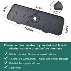 Kitchen Sink Splash Guard - Silicone Faucet Handle Drip Catcher Tray, Dish Soap Dispenser And Sponge Holder Mat Behind Faucet, Kitchen Guard Gadgets Sink Accessories For Bathroom, Bar, Hotels -Peugeot Shop 51ttMIw5NtL