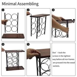 Wine Racks Countertop, Wine Holder And Glasses Rack, Wooden Wine Stand With Tray, Perfect For Home Decor & Kitchen Storage Rack Etc (Hold 6 Bottles And 2 Glasses) -Peugeot Shop 51ttXZPHNcL