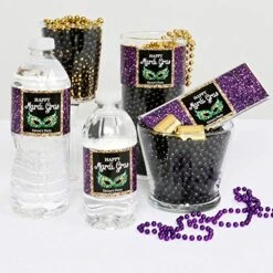 Mardi Gras - Masquerade Party Water Bottle Sticker Labels - Set Of 20 -Peugeot Shop 51txzipr79L