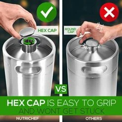 NutriChef Pressurized Beer Mini Keg System - 64oz Stainless Steel Growler Tap, Portable Mini Keg Dispenser Kegerator Kit, Co2 Pressure Regulator Keeps Carbonation For Craft Beer, Draft And Homebrew 5 NutriChef Pressurized Beer Mini Keg System - 64oz Stainless Steel Growler Tap, Portable Mini Keg Dispenser Kegerator Kit, Co2 Pressure Regulator Keeps Carbonation For Craft Beer, Draft And Homebrew -Peugeot Shop 51u0yuuJ2ML