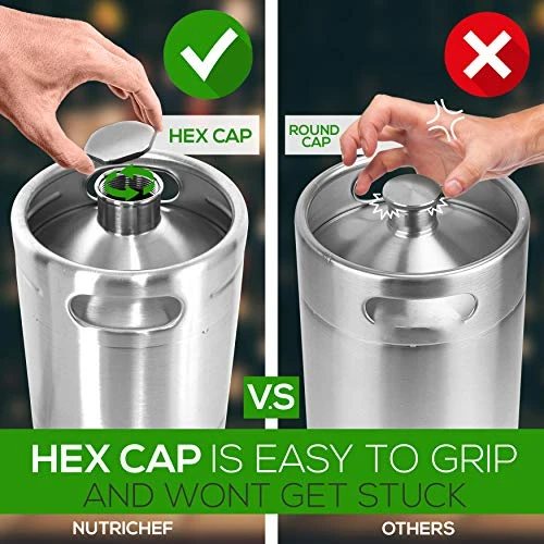 NutriChef Pressurized Beer Mini Keg System - 64oz Stainless Steel Growler Tap, Portable Mini Keg Dispenser Kegerator Kit, Co2 Pressure Regulator Keeps Carbonation For Craft Beer, Draft And Homebrew 3 NutriChef Pressurized Beer Mini Keg System - 64oz Stainless Steel Growler Tap, Portable Mini Keg Dispenser Kegerator Kit, Co2 Pressure Regulator Keeps Carbonation For Craft Beer, Draft And Homebrew - Image 3