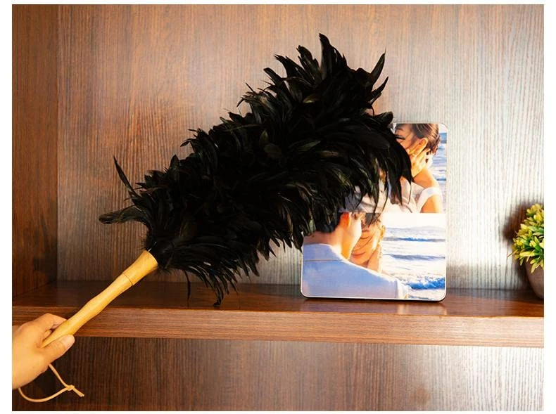Old Handmade Chicken Feather Wooden Household Cleaning Artifact (Black) 3 Old Handmade Chicken Feather Wooden Household Cleaning Artifact (Black) - Image 3