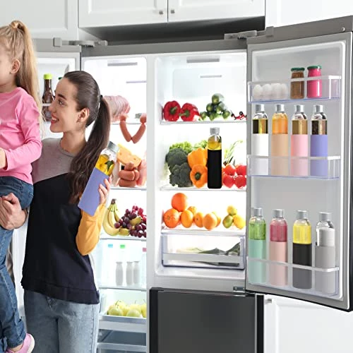 Clear Glass Bottles With Lids And Silicone Sleeve 18 Oz, Glass Reusable Water Bottles With Stainless Steel Cap For Juicing,Refrigerator,100% Leak Proof, BPA Free Eco Friendly,Set Of 6 5 Clear Glass Bottles With Lids And Silicone Sleeve 18 Oz, Glass Reusable Water Bottles With Stainless Steel Cap For Juicing,Refrigerator,100% Leak Proof, BPA Free Eco Friendly,Set Of 6 - Image 5