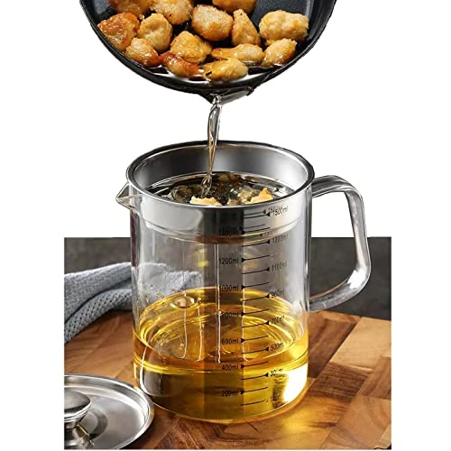 Glass Bacon Grease Container,Transparent Glass Grease Strainer,1.5/1.58 Quart LCooking Oil Storage Grease Keeper Bacon Grease Container With Strainer (1.5/1.58 Quart) 1 Glass Bacon Grease Container,Transparent Glass Grease Strainer,1.5/1.58 Quart LCooking Oil Storage Grease Keeper Bacon Grease Container With Strainer (1.5/1.58 Quart)