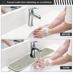 Beige Kitchen Faucet Absorbent Mat Sink Splash Guard Faucet Handle Drip Catcher Mat Fast Drying Water Splash Mats Countertop Pad 2pcs -Peugeot Shop 51uJw1qxBHL
