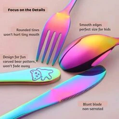 Kids Silverware, Poylim Stainless Steel Children Flatware Set, Toddler Utensils Set Of 2, Rainbow -Peugeot Shop 51uKppKMAvL