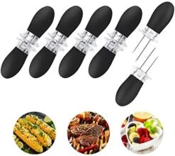 10Pcs/5 Pairs Corn Holders, Stainless Steel Corn On The Cob BBQ Fork Skewers For Home Cooking Parties Camping(Black) -Peugeot Shop 51uONzhvuL. AC