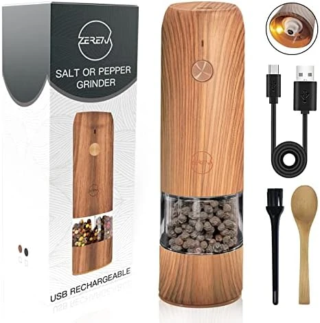 Lectric Pepper Grinder - Rechargeable Salt Pepper Mill, LED Lights Automatic Pepper Salt Mill Grinder Refillable, Adjustable Coarseness Shaker, One Hand Operation (1 Pack) 7 Lectric Pepper Grinder - Rechargeable Salt Pepper Mill, LED Lights Automatic Pepper Salt Mill Grinder Refillable, Adjustable Coarseness Shaker, One Hand Operation (1 Pack) - Image 7