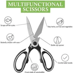 Multipurpose Stainless Scissors,Ultra Sharp Premium Scissors With Sheath,Heavy Duty Kitchen Shears (Black/White) -Peugeot Shop 51uZZF1h9bL