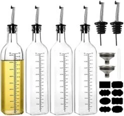 Olive Oil Bottle Dispenser, 6 Pack 17oz / 500ml Glass Oil And Vinegar Dispenser, Oil Bottles For Kitchen With Airtight Nozzle Plug & Pouring Spouts -Peugeot Shop 51ubUyL1FRL. AC