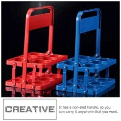 Water Bottle Carrier Beer Bottle Carrier Foldable Pla- Wine Caddy Portable Crate Basket Beverage Holder Storage Rack For Christmas Bar BBQ Picnic BYOB (Red) Wire Storage Baskets -Peugeot Shop 51ucasB76eL