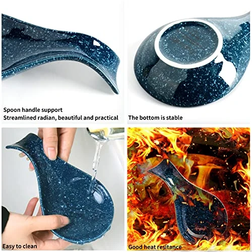 Kitchen Spoon Rest - Cooking Spoon Holder For Stove Top White Coffee Spoon Rest Ceramic Spoon Holder For Kitchen Counter, Kitchen Decor For Counter, Coffee Bar Accessories (Nave Blue) 3 Kitchen Spoon Rest - Cooking Spoon Holder For Stove Top White Coffee Spoon Rest Ceramic Spoon Holder For Kitchen Counter, Kitchen Decor For Counter, Coffee Bar Accessories (Nave Blue) - Image 3