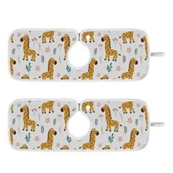 Kcldeci 2 Pack Faucet Mat Splash Guard For Kitchen Sink,Cute Giraffe Leaves And Flowers 14x5 Inch Faucet Handle Drip Catcher Tray Absorbent Mat Fast Dry Mat For Kitchen, Bathroom
