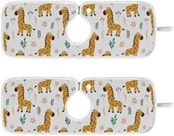 Kcldeci 2 Pack Faucet Mat Splash Guard For Kitchen Sink,Cute Giraffe Leaves And Flowers 14x5 Inch Faucet Handle Drip Catcher Tray Absorbent Mat Fast Dry Mat For Kitchen, Bathroom -Peugeot Shop 51uh1VUvVsL. AC 2