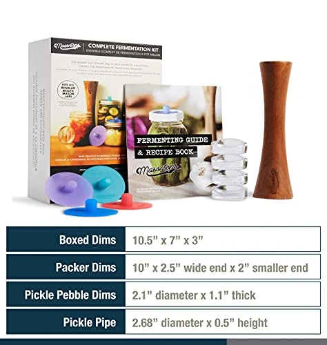Masontops Complete Fermentation Kit - Small/Regular Mouth - Pickle Kit & Kimchi Making Kit - Fermenting Kit With Fermentation Lids, Weight & Tamper 7 Masontops Complete Fermentation Kit - Small/Regular Mouth - Pickle Kit & Kimchi Making Kit - Fermenting Kit With Fermentation Lids, Weight & Tamper - Image 7