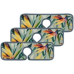 15" Microfiber Cloth Kitchen Faucet Absorbent Mat Splash Guard Drip Water Catcher Countertop Drying Protector Pads Faucet Behind For Bedroom Farmhouse Tropical Flower Plant Leaf 4PCS