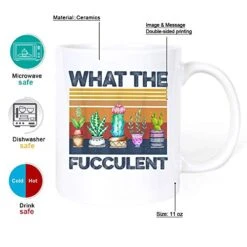 What The Fucculent Retro Vintage Cactus Succulent Plant Gardening Ceramic Coffee Mug, Cup 11oz, 15oz (11Oz) -Peugeot Shop 51ujz2cSZfL