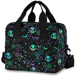 Insulated Lunch Bag Magic Skulls Lunch Tote Reusable Cooler Bag Container With Adjustable Shoulder Strap