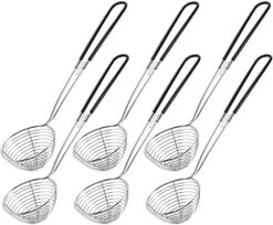 Hot Pot Strainer Scoops, Stainless Steel Hot Pot Strainer Spoons 2.5 Inch Mini Mesh Skimmer Spoon Asian Strainer Ladle With Handle (Black,6 Pieces) -Peugeot Shop 51ur4Jo3lWS. AC