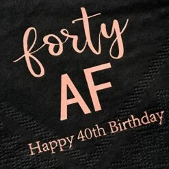 40th Birthday Napkins Black Rose Gold For Women Forty Birthday Cocktail Napkins Beverage Napkins 40th Birthday Party Dessert Cake Table Decorations, 50 Count, 3-Ply -Peugeot Shop 51uso6Aa9yL