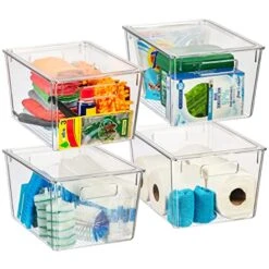 Plastic Storage Bins With Lids X-Large – Perfect Kitchen Organization Or Pantry Storage – Fridge Organizer, Pantry Organization And Storage Bins, Cabinet Organizers