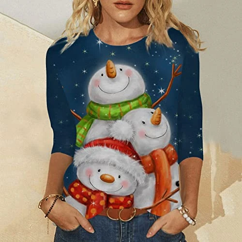 Womens Causal Loose Crewneck Fall Fashion Sweatshirts Long Sleeve Christmas Print Crew Neck Pullover Top Fall Clothes 3 Womens Causal Loose Crewneck Fall Fashion Sweatshirts Long Sleeve Christmas Print Crew Neck Pullover Top Fall Clothes - Image 3