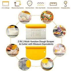 Rolling Pin With Adjustable Thickness Rings Stainless Steel 17.5" Dough Roller, 24"x16" Nonstick Silicone Pastry Mat Bench Dough Scraper Pizza Cutter Cake Smoothers Set For Baking Cookie Fondant Pie -Peugeot Shop 51vI6ALjrnL