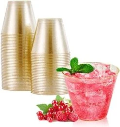 100pcs 9OZ Gold Plastic Cups,Disposable Gold Glitter Plastic Cups,Clear Plastic Tumblers,Wedding Thanksgiving, Christmas Party Cups -Peugeot Shop 51vPEP1D8yL. AC