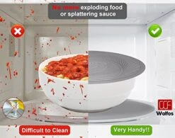 Silicone Microwave Mats, Walfos Heat Resistant Multi-Purpose Microwave Trivet Mat, Non-Slip, BPA Free And Dishwasher Safe, Perfect For Microwave, Oven, Hot Pan, Set Of 2, Grey