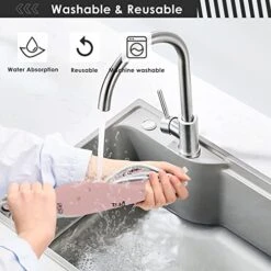 2 Pack Faucet Absorbent Mat Washable Sink Splash Guard Bathroom Faucet Drip Drying Mat Kitchen Accessories Medium 23x5 Inch Stock Pattern Best Mom -Peugeot Shop 51vPf39ki1L