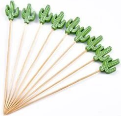 Cocktail Picks Handmade Bamboo Toothpicks 100pcs 4.7” In Green Cacti -Peugeot Shop 51vQtvisXL. AC