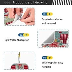 The Rose Rose Kitchen Faucet Absorbent Mat Red Floral Check Sink Splash Guard Faucet Handle Drip Catcher Mat Fast Drying Water Splash Mats Countertop Pad 2pcs -Peugeot Shop 51vSPh6vx3L