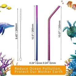 Metal Straws Drinking Straws 10.5" Stainless Steel Straws Reusable 8 Set - Ultra Long Rainbow Color-Cleaning Brush For 20/30 Oz For Yeti -Peugeot Shop 51viBqluyQL