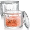 2 Pack Clear Glass Salt Cellar With Lid, Salt Storage Container Salt Box, Retro Style, Kitchen Decor, Wedding Gift, 3.75" D X 3.15" H
