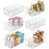MDesign Plastic Divided Bin Storage Containers - Perfect For Fridge, Cabinet, Pantry, And Home Organization - Clear Plastic Organizer Bins - Refrigerator Organizers - Ligne Collection - 6 Pack, Clear