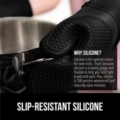 Heat And Slip Resistant Silicone Oven Mitts Set, Soft Cotton Lining, Waterproof, BPA-Free, Long Flexible Thick Gloves For Cooking, BBQ, Kitchen Mitt Potholders, Sets Of 2, 12.5 In, Black 17 Heat And Slip Resistant Silicone Oven Mitts Set, Soft Cotton Lining, Waterproof, BPA-Free, Long Flexible Thick Gloves For Cooking, BBQ, Kitchen Mitt Potholders, Sets Of 2, 12.5 In, Black -Peugeot Shop 51vypLAbkSL