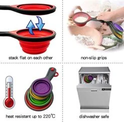Collapsible Silicone Measuring Cups And Spoons Set 8-Piece Measuring Tool -Peugeot Shop 51vzrMjaXaL