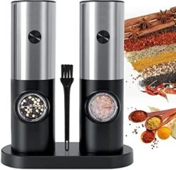 Electric Salt And Pepper Grinder Set, Automatic Salt & Pepper Mill Refillable With USB Rechargeable Base, 5 Adjustable Coarseness One Hand Operation, LED Light -Peugeot Shop 51vzxmjnIvL. AC